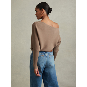 REISS LORNA Asymmetric Draped Knitted Top